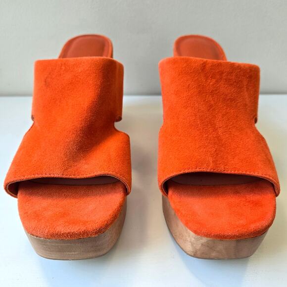 Charlotte Stone NEW Nina Clogs Orange Suede Wedge Slides Womens Size US 9 NWOB - Picture 4 of 15